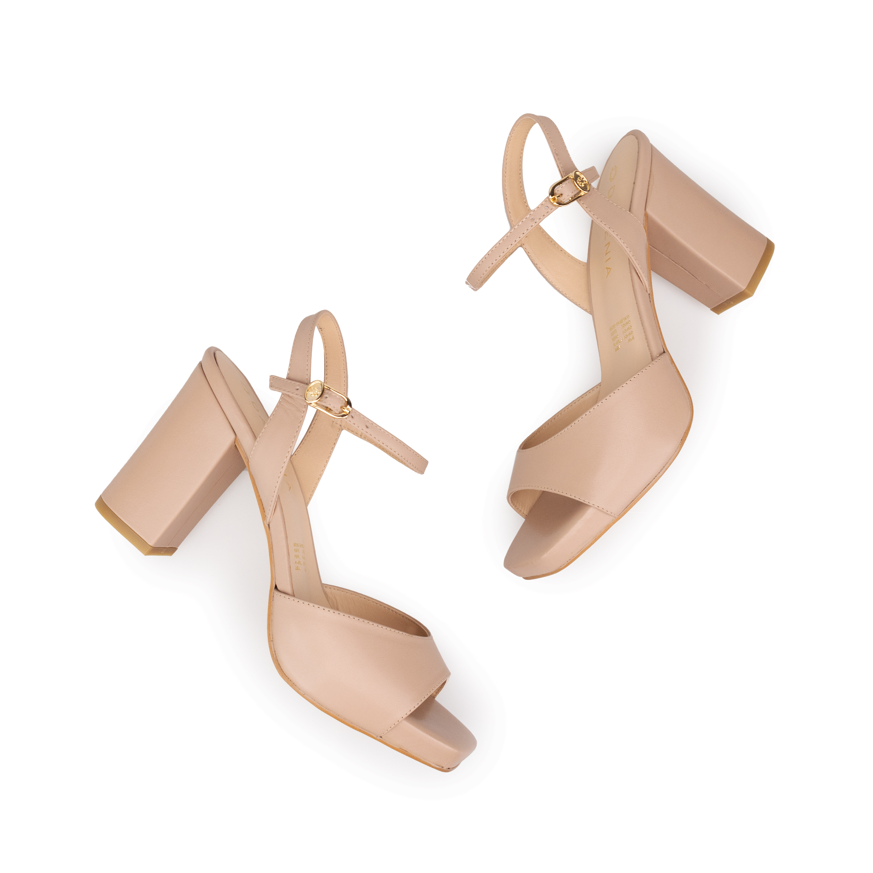 Zapatillas De Tacón Davenia De Piel Sandalia De Tacón Para Dama Mod. Olivia Nude