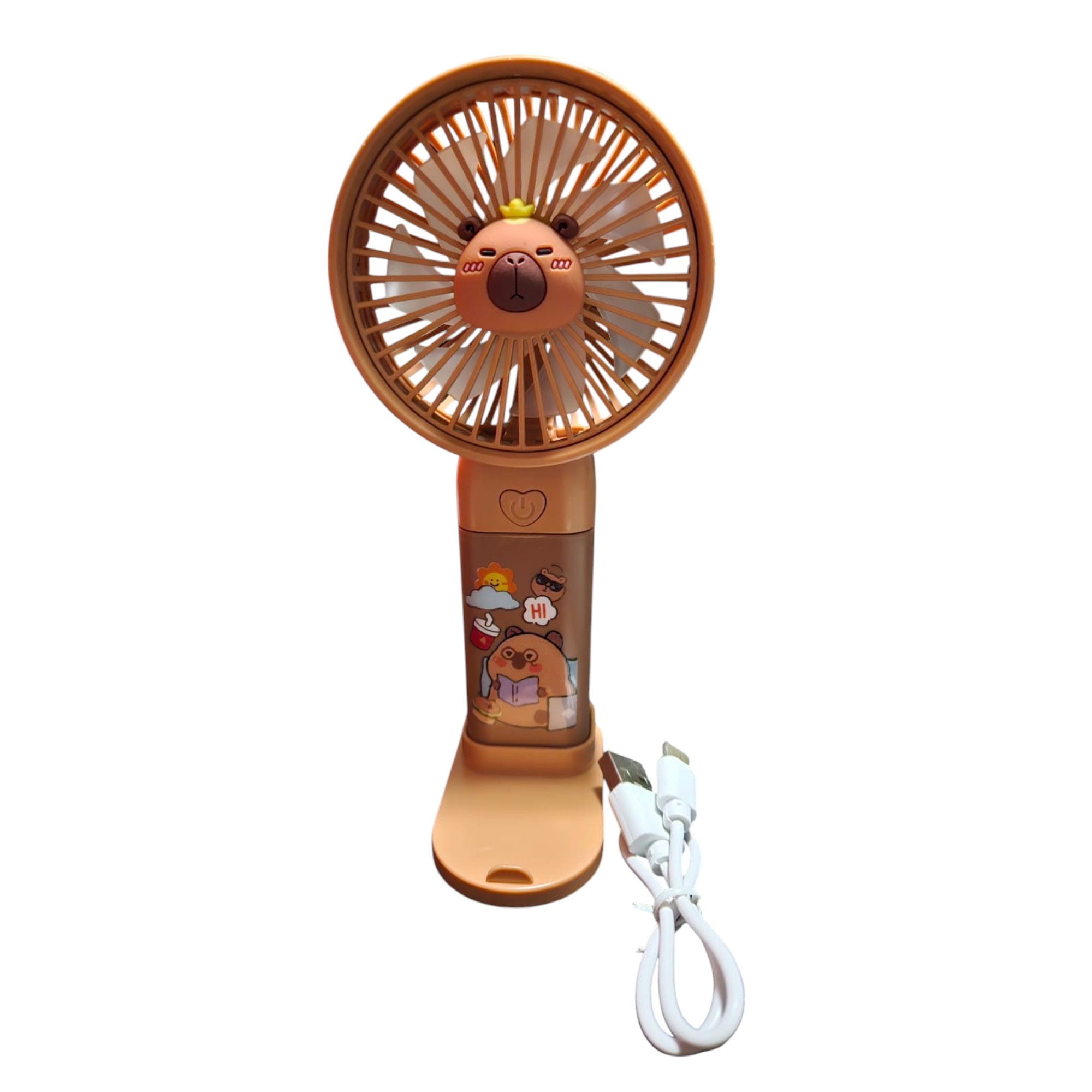 Mini Ventilador Personal, de capibara, 3 velocidades, con cable usb
