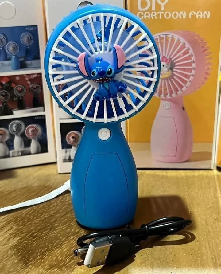 Mini ventilador Stitch, 2 velocidades, con cable usb, 
