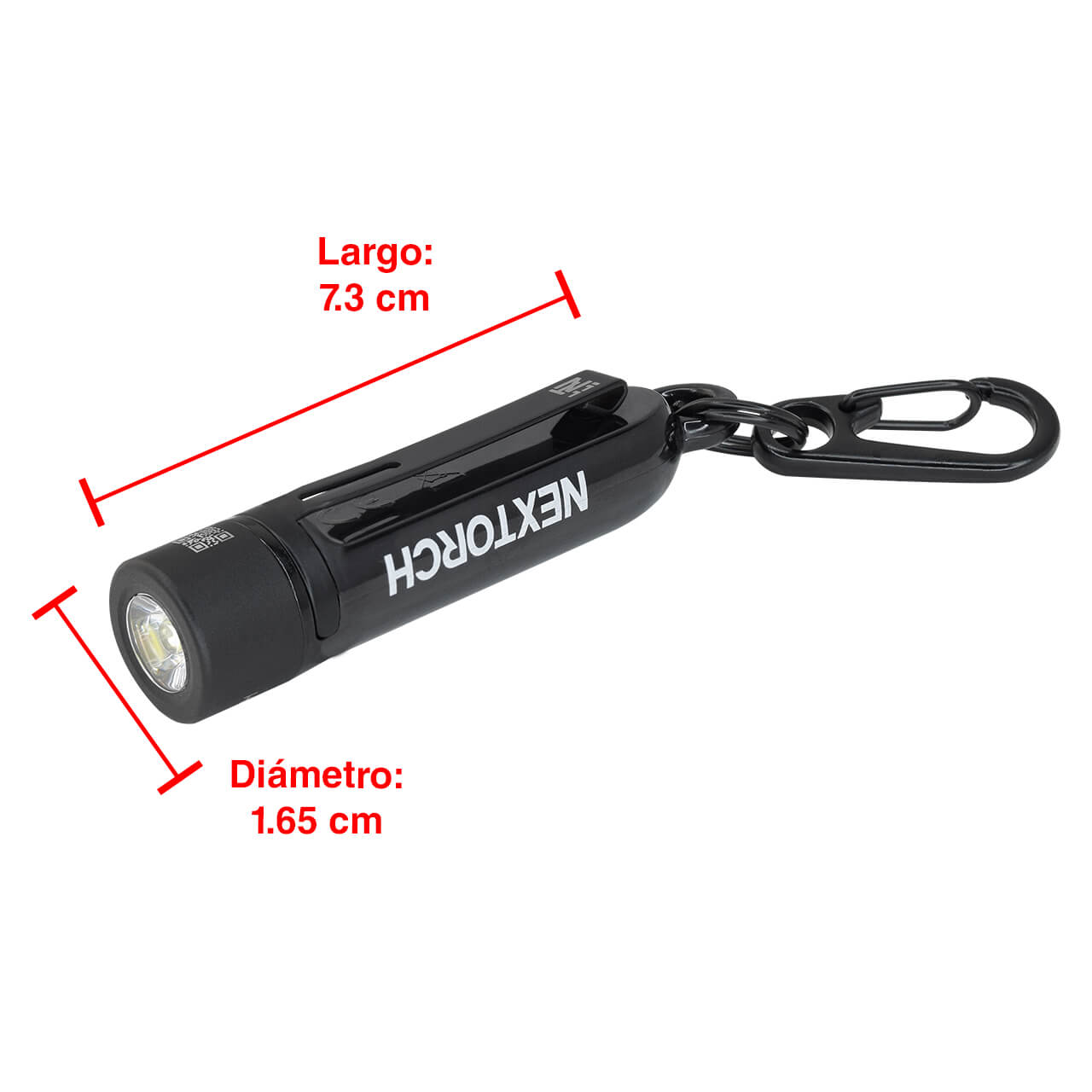 Mini Linterna NEXTORCH de luz LED, K40B, 300 lúmenes, con llavero y cable USB tipo C, negro