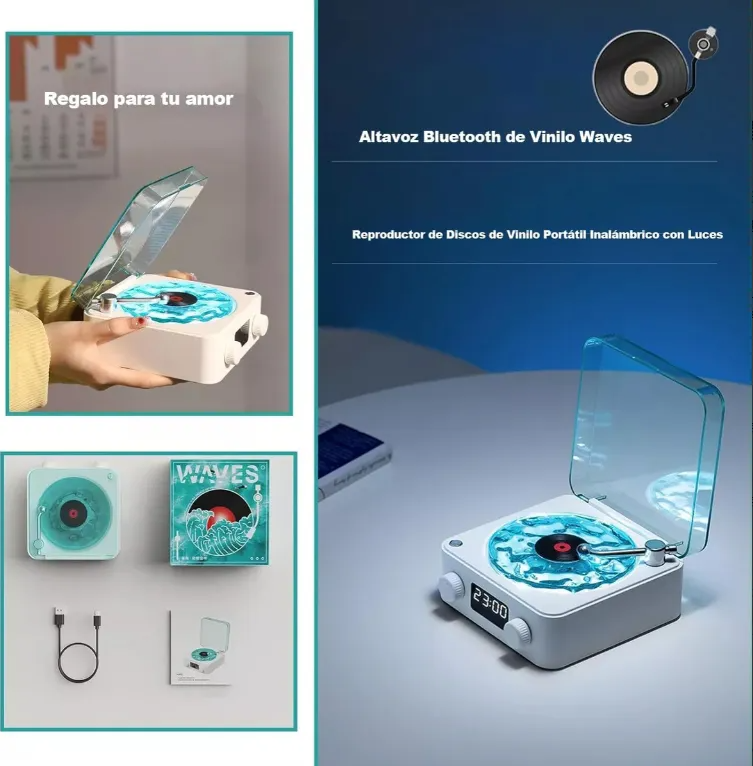 Altavoces Bocinas Bluetooth Discos De Vinilo,con Bocina