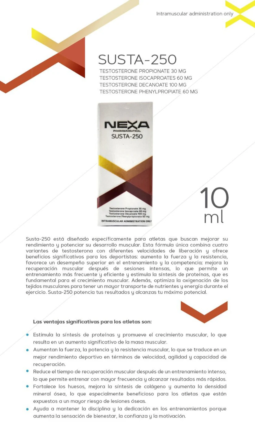 Susta 250 Nexa Pharma Inyectable Blend Testosterona 250mg x 10ml Volumen Total