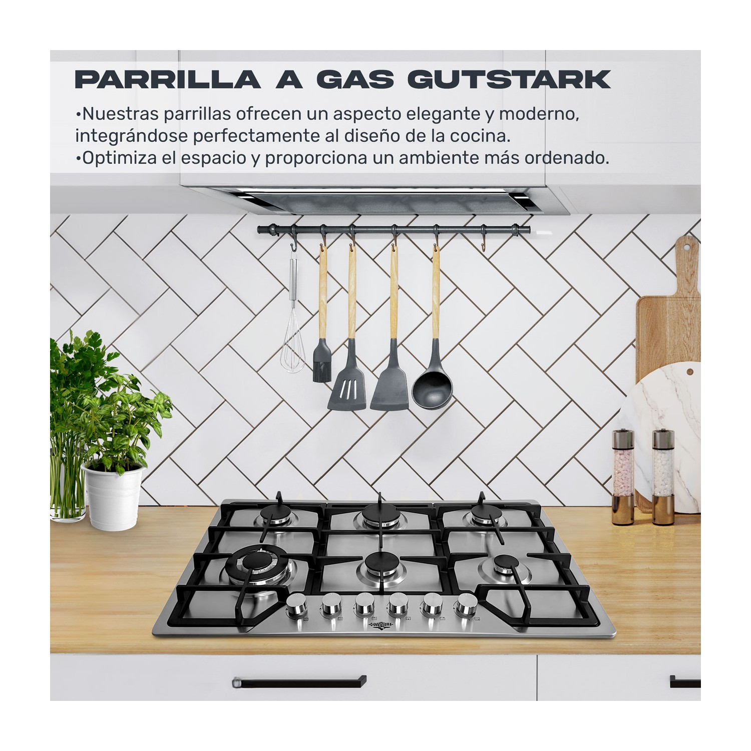 Parrilla de Gas 6 Quemadores Empotrable Acero Inoxidable Gutstark