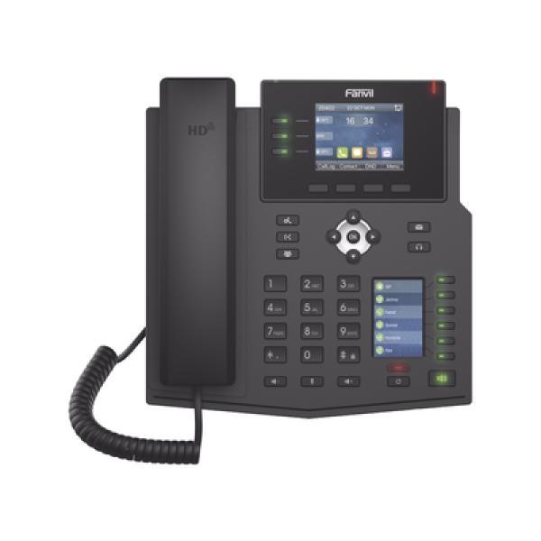Fanvil Teléfono IP Empresarial con Estándares Europeos, 12 lineas SIP con pantalla a color, 30 teclas DSS/BLF, puertos Gigabit, IPv6, Opus y conferencia de 3 vías, PoE/DC