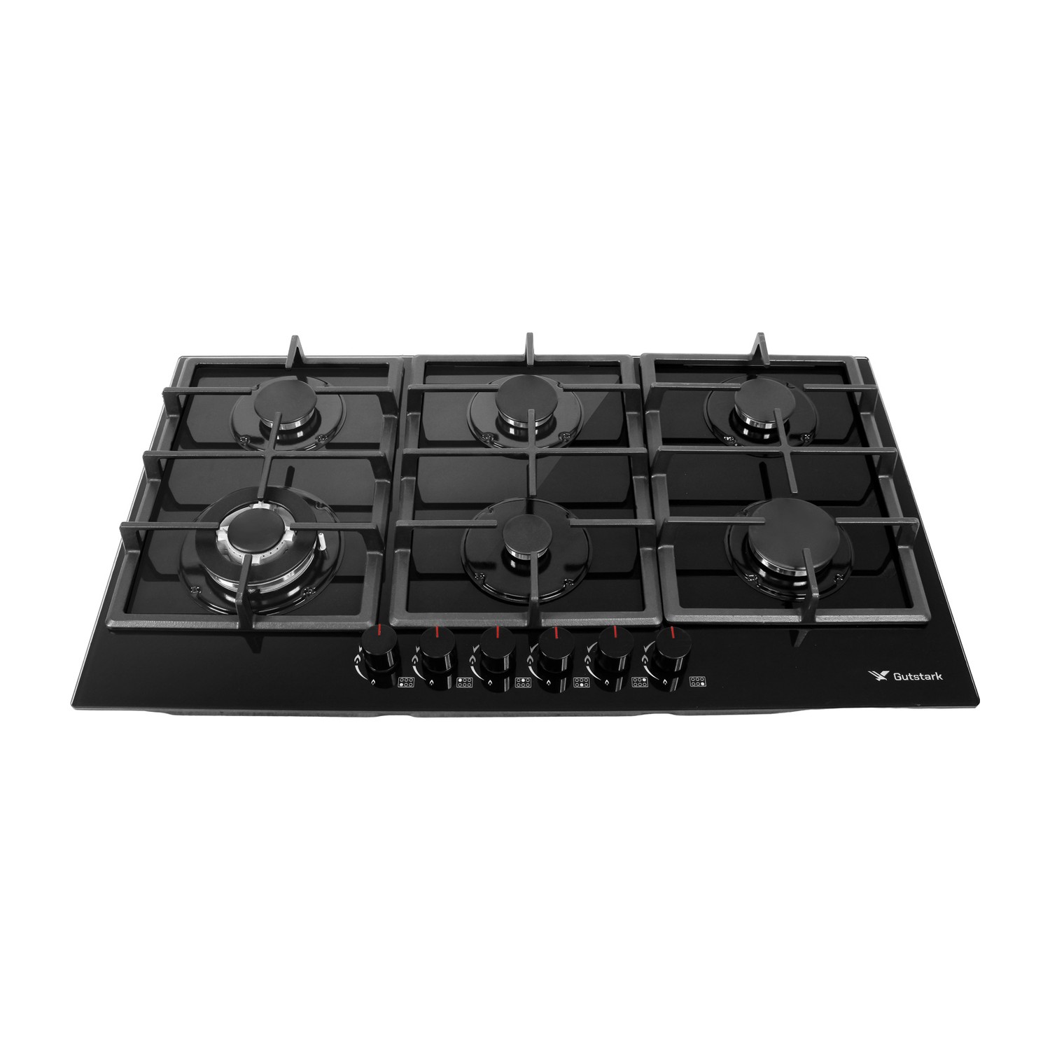 Parrilla Empotrable 6 Quemadores Cristal Templado Acero Inox.