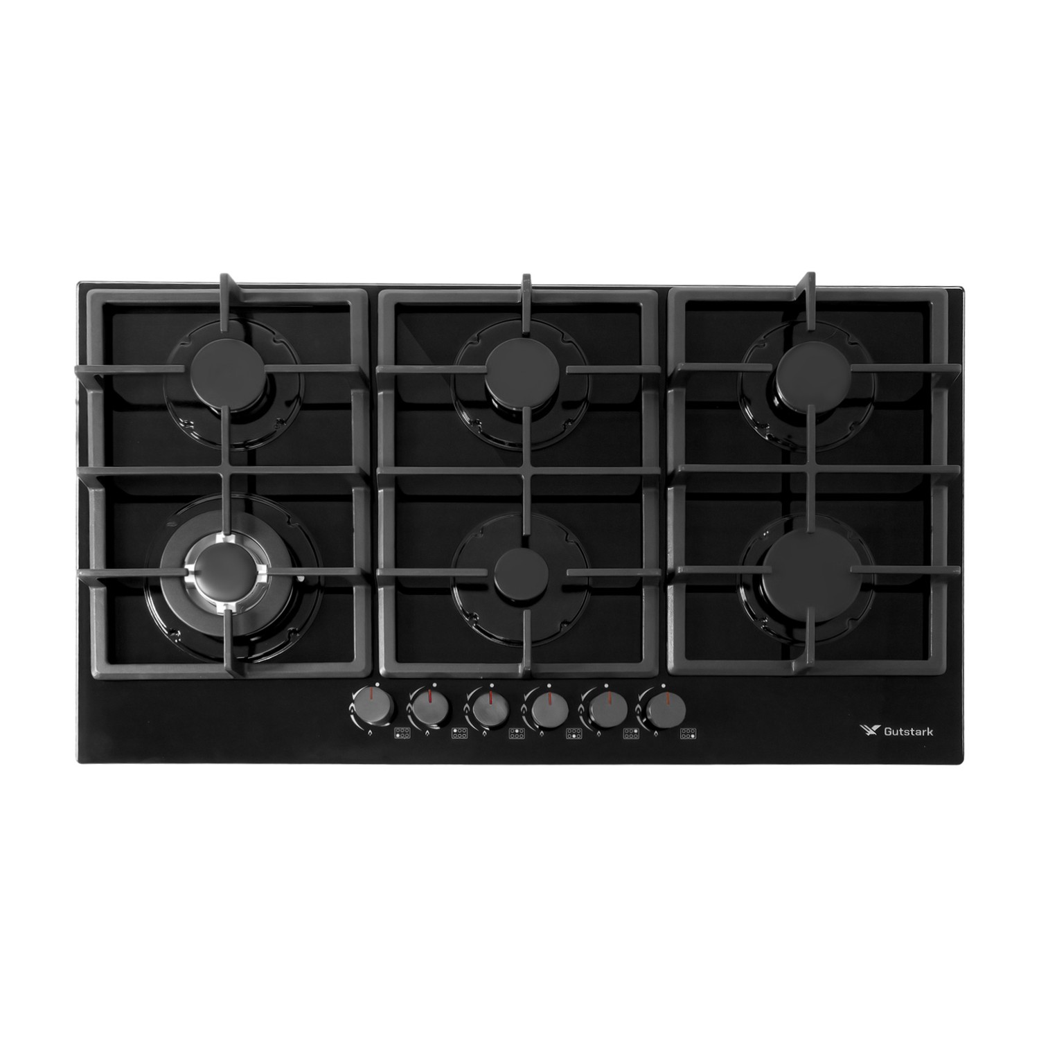 Parrilla Empotrable 6 Quemadores Cristal Templado Acero Inox.