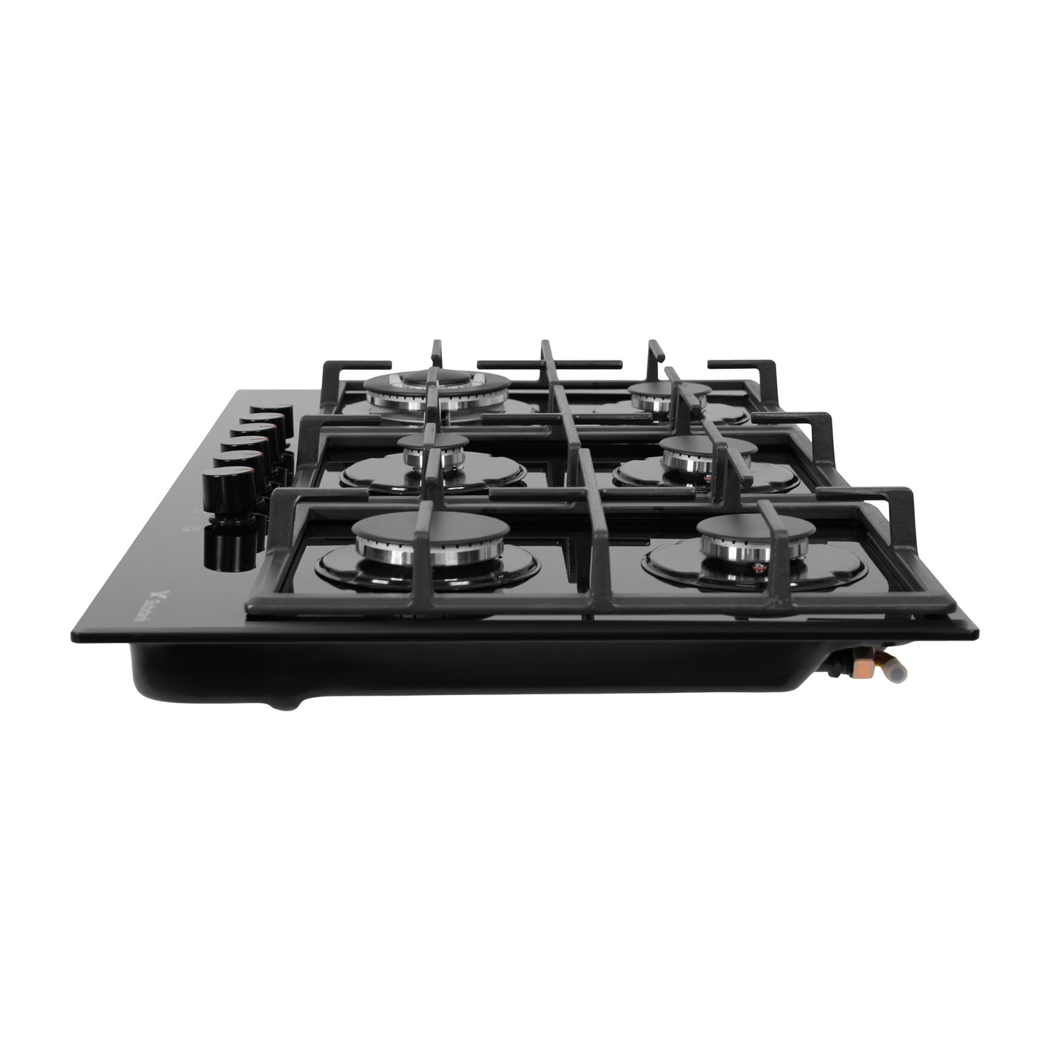 Parrilla Empotrable 6 Quemadores Cristal Templado Acero Inox.