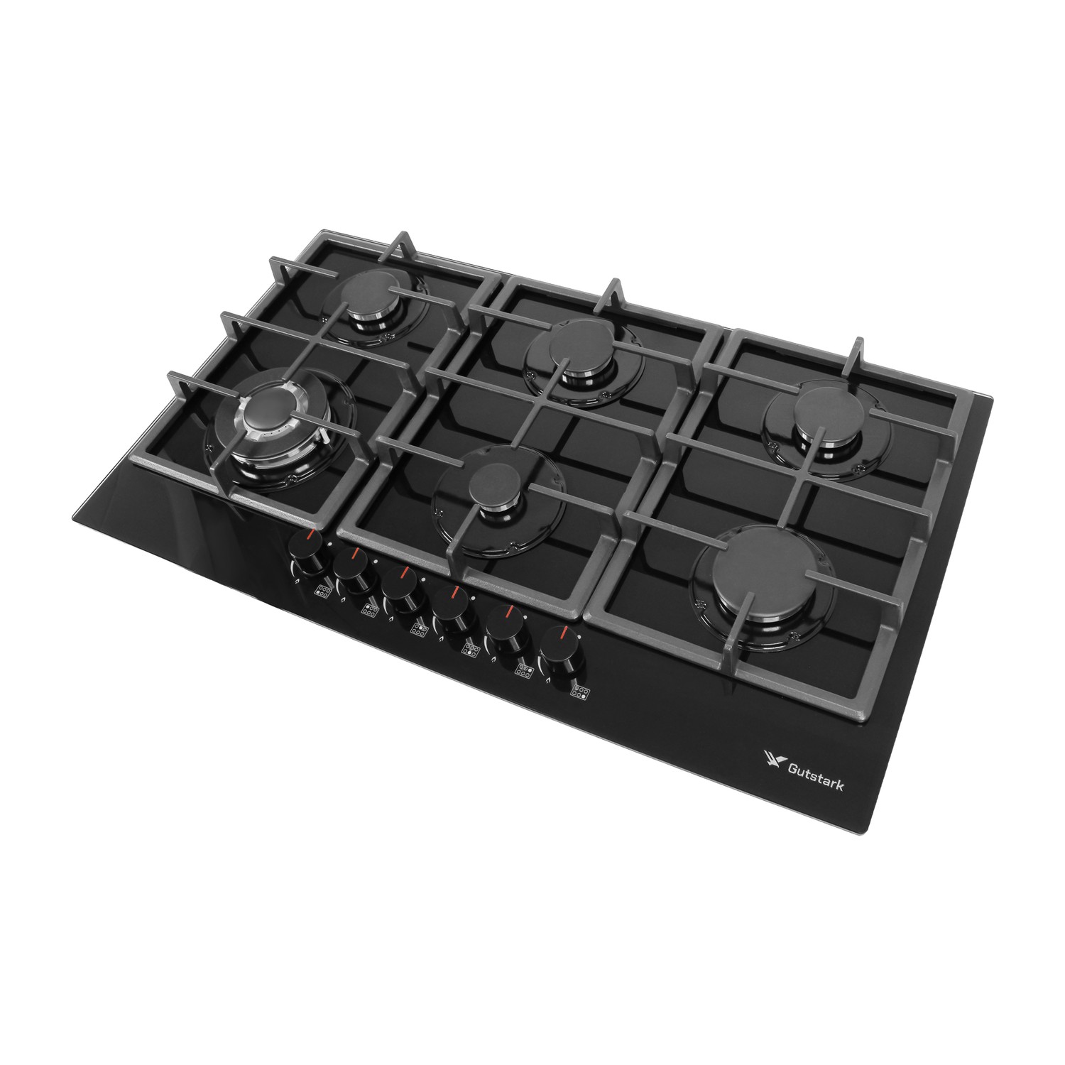 Parrilla Empotrable 6 Quemadores Cristal Templado Acero Inox.