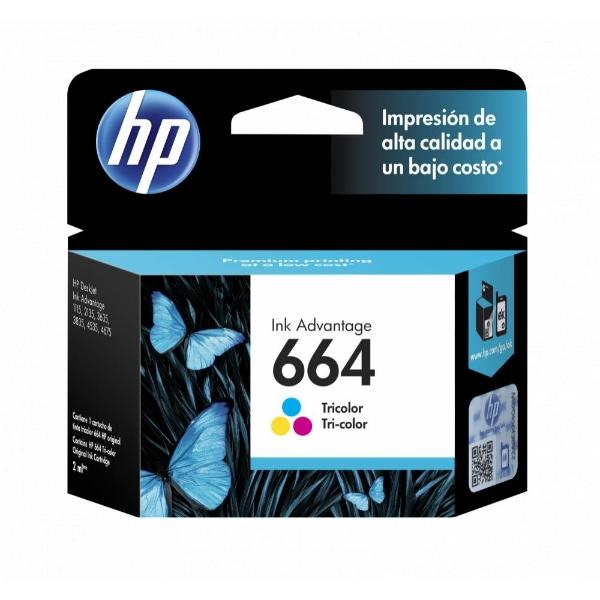 Cartucho HP 664 Tricolor Original, 100 Páginas