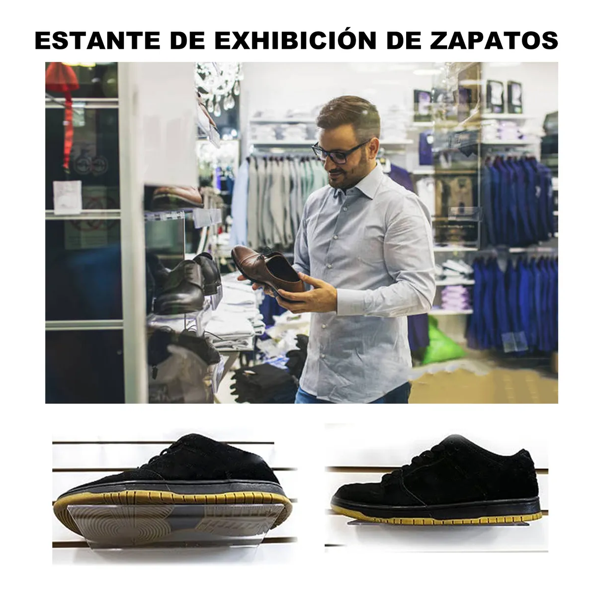  Set 24 Piezas Exhibidor Para Zapatos Acrilico Para Panel Ranurado
