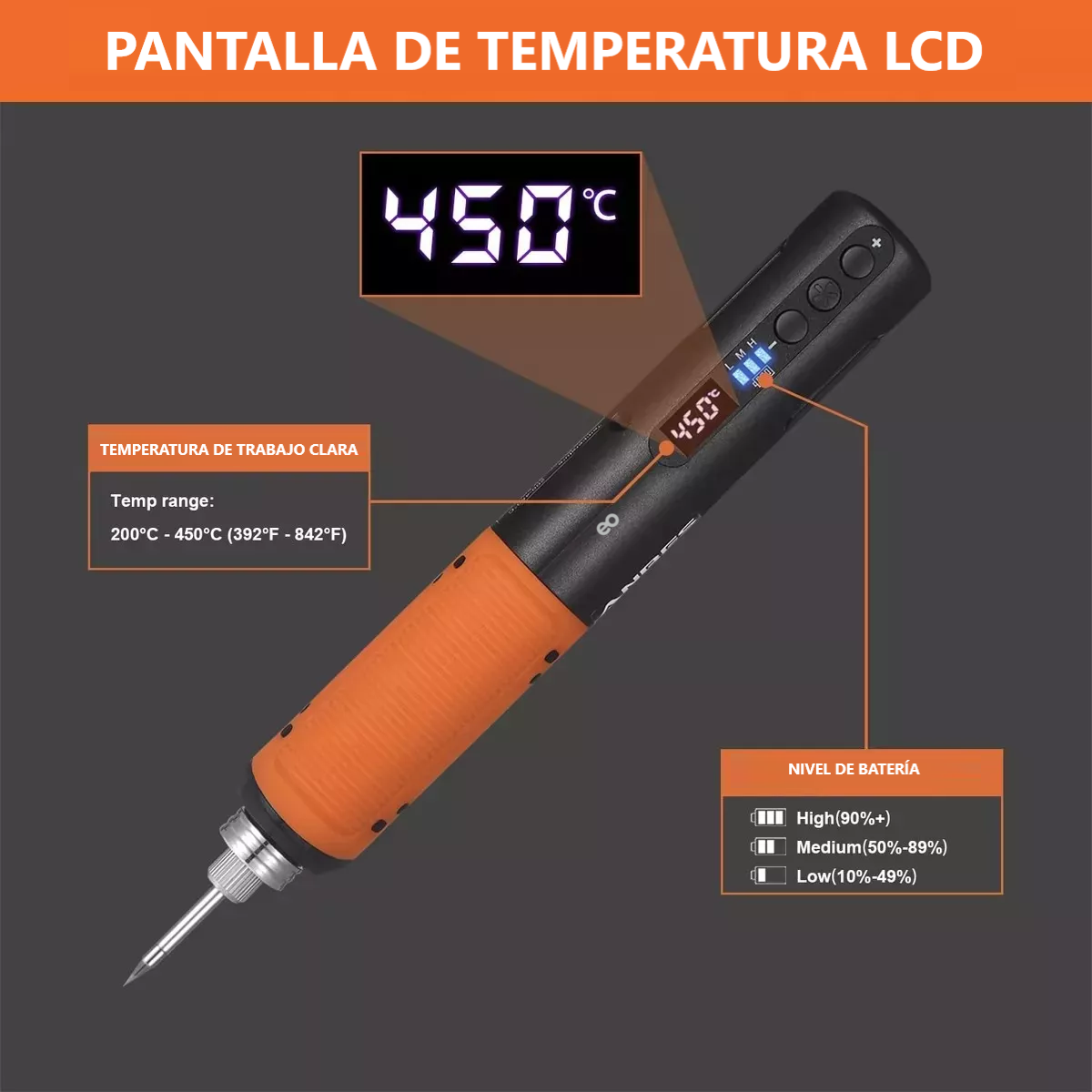 Cautin Inalambrico Visualización Digital Y Led 