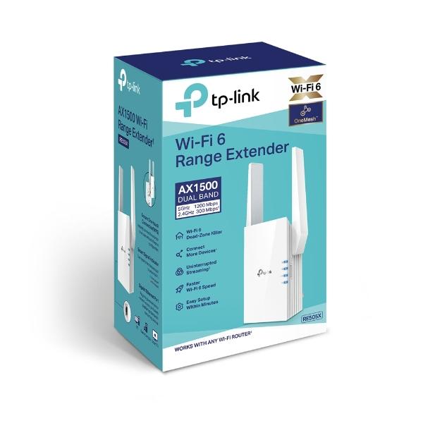 TPLINK Repetidor / Extensor de Cobertura WiFi AX 1500 Mbps, doble banda 2.4 GHz y 5 GHz, con 1 puerto 10/100/1000 Mbps