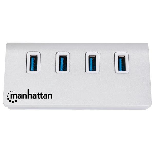 Hub USB 3.0 Super Speed de 4 Puertos Manhattan Blanco.