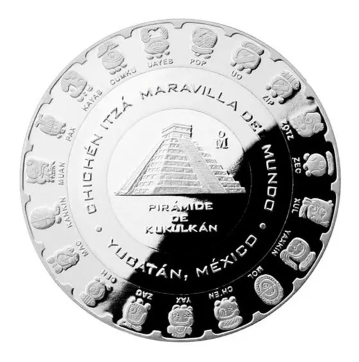 Medalla 2 Oz De Plata Pirámide De Chichen Itzá Cultura Maya