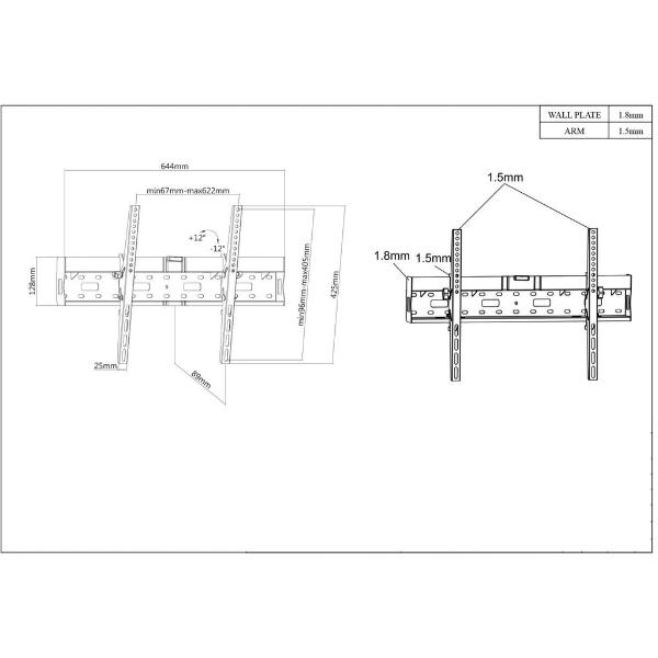 Soporte para TV de pared de 37" a 70" Manhattan.