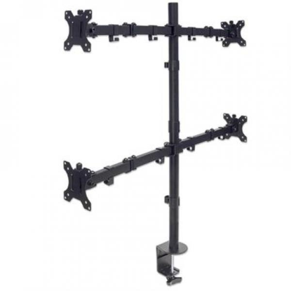 Soporte para cuatro monitores brazos de doble articulacion Manhattan.