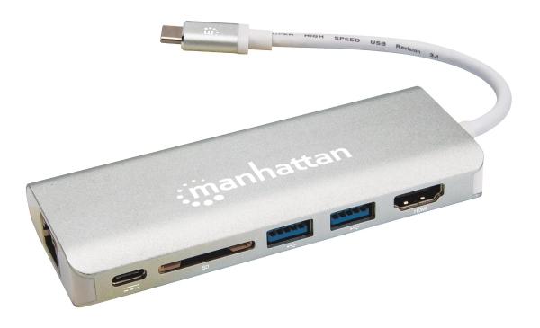 Docking Station multiplicador de puertos USB Tipo-C 6 en 1 Manhattan.