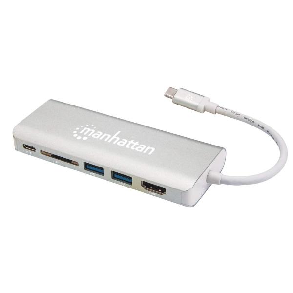 Docking Station multiplicador de puertos USB Tipo-C 6 en 1 Manhattan.