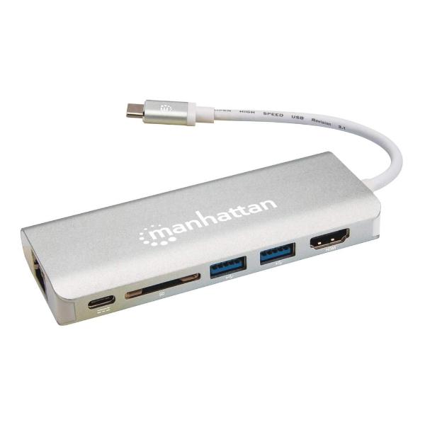 Docking Station multiplicador de puertos USB Tipo-C 6 en 1 Manhattan.