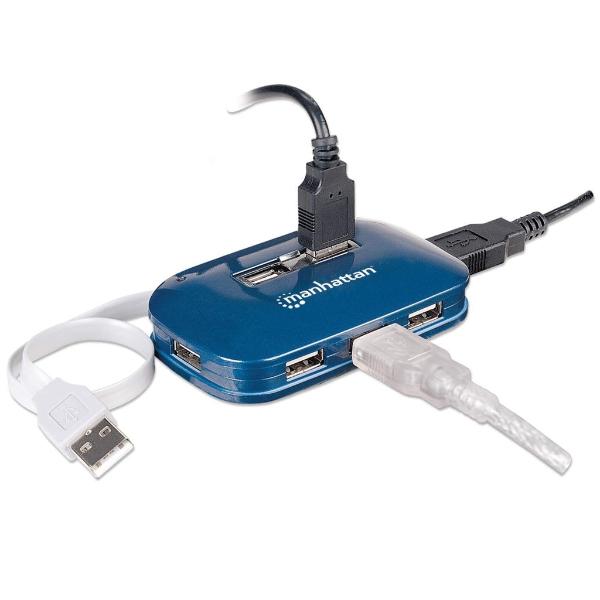 Hub USB de Alta Velocidad 2.0 Manhattan Azul.