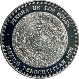 Moneda Plata 5 Onzas Troy Piedra De Los Soles
