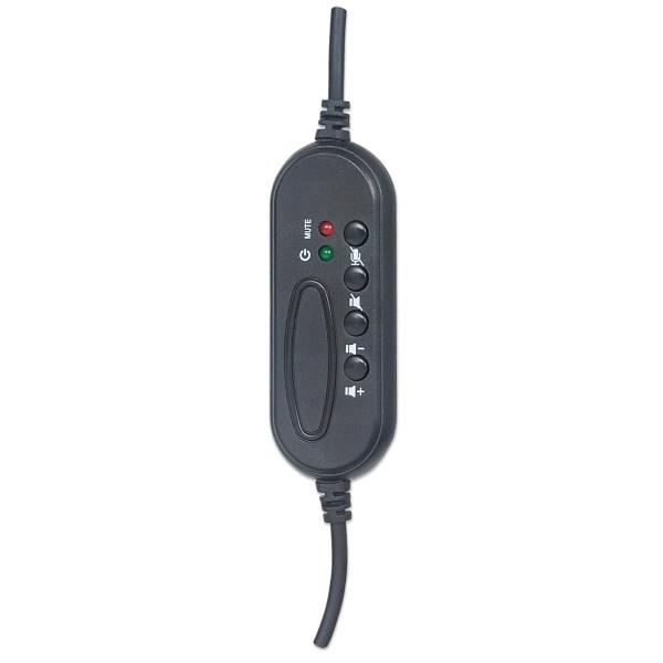 Audífonos USB para videojuegos con luces LED Manhattan.
