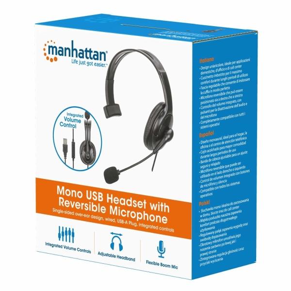 Audífonos USB para videojuegos con luces LED Manhattan.