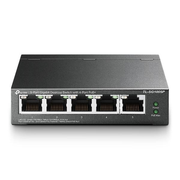 TPLINK Switch Escritorio No Administrable de 5 puertos 10/100/1000 Mbps / Con 4 puertos PoE 802.3af/at de hasta 65 W / PoE Extendido hasta 250 metros