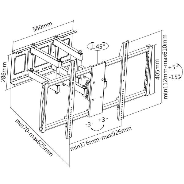 Soporte para TV de pared articulado de 60" a 100" Manhattan.