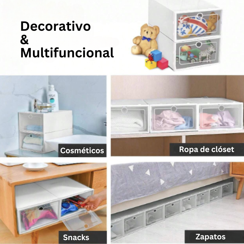 Zapatera 14 Cajas Blancas De Plástico Organizador De Zapatos