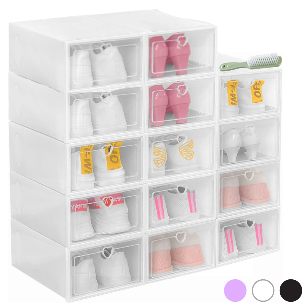 Zapatera 14 Cajas Blancas De Plástico Organizador De Zapatos