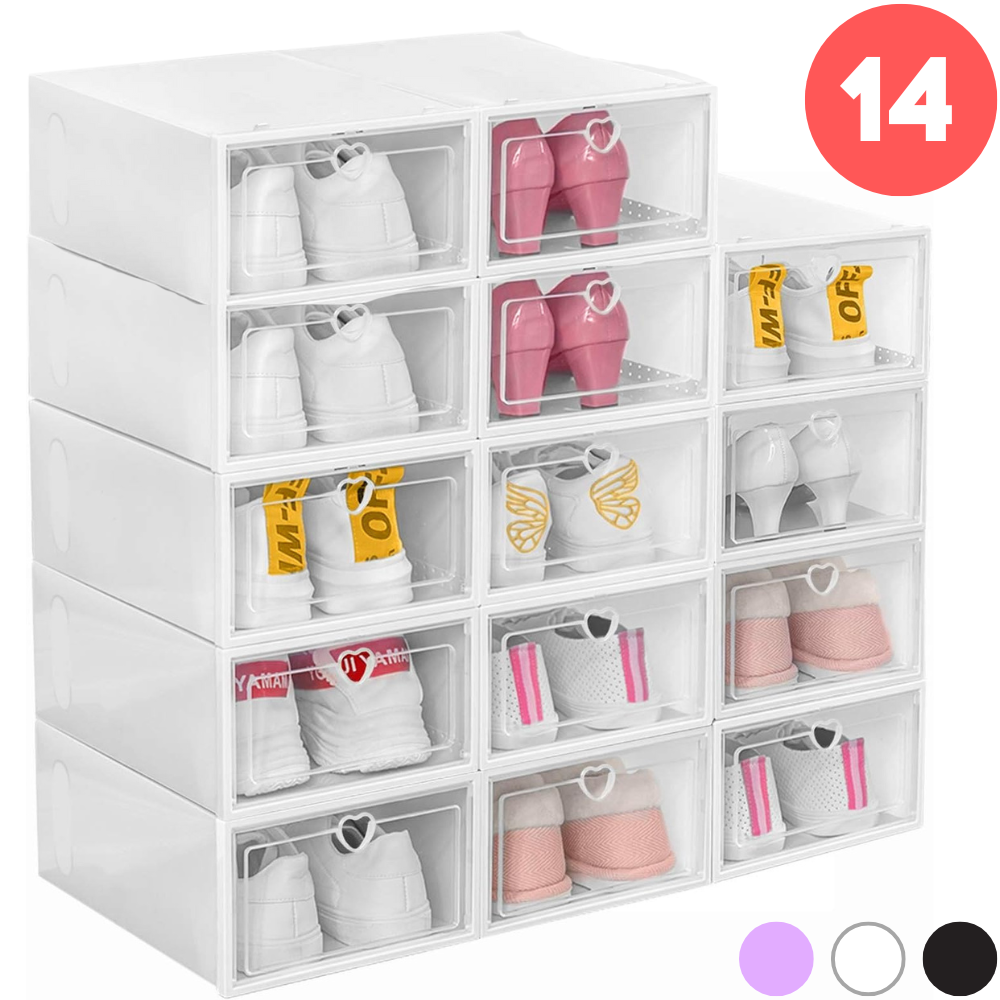 Zapatera 14 Cajas Blancas De Plástico Organizador De Zapatos