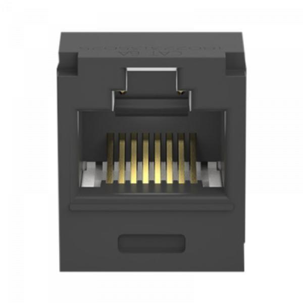Panduit Conector Jack RJ45 Estilo TG, Mini-Com, Categoría 6A, de 8 posiciones y 8 cables, Color Negro