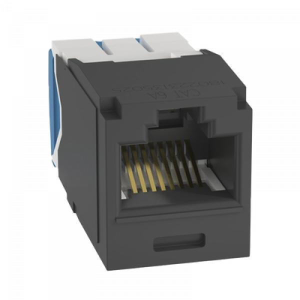 Panduit Conector Jack RJ45 Estilo TG, Mini-Com, Categoría 6A, de 8 posiciones y 8 cables, Color Negro