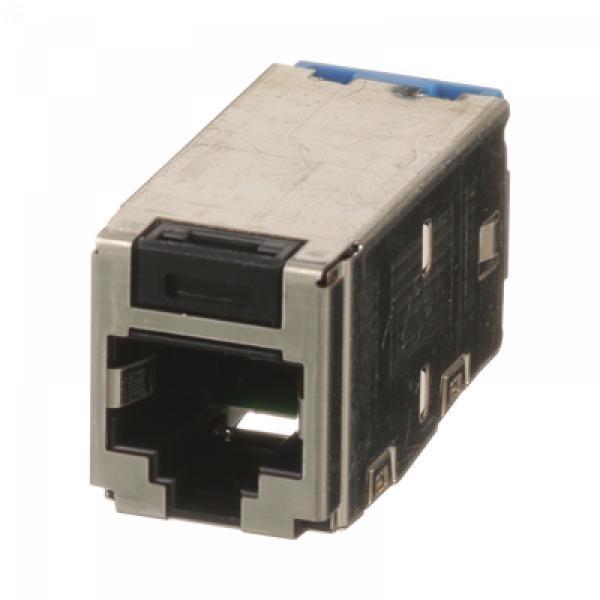 Panduit Conector Jack RJ45 Blindado, Estilo TG, Mini-Com, Categoría 6A, de 8 posiciones y 8 cables, Color Negro