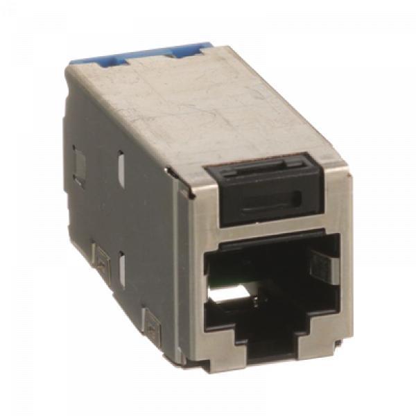 Panduit Conector Jack RJ45 Blindado, Estilo TG, Mini-Com, Categoría 6A, de 8 posiciones y 8 cables, Color Negro