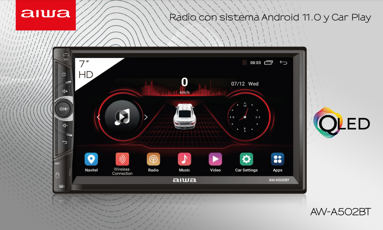 Autoestereo De Pantalla 7 Pulgadas Aiwa Aw-a502bt Bluetooth