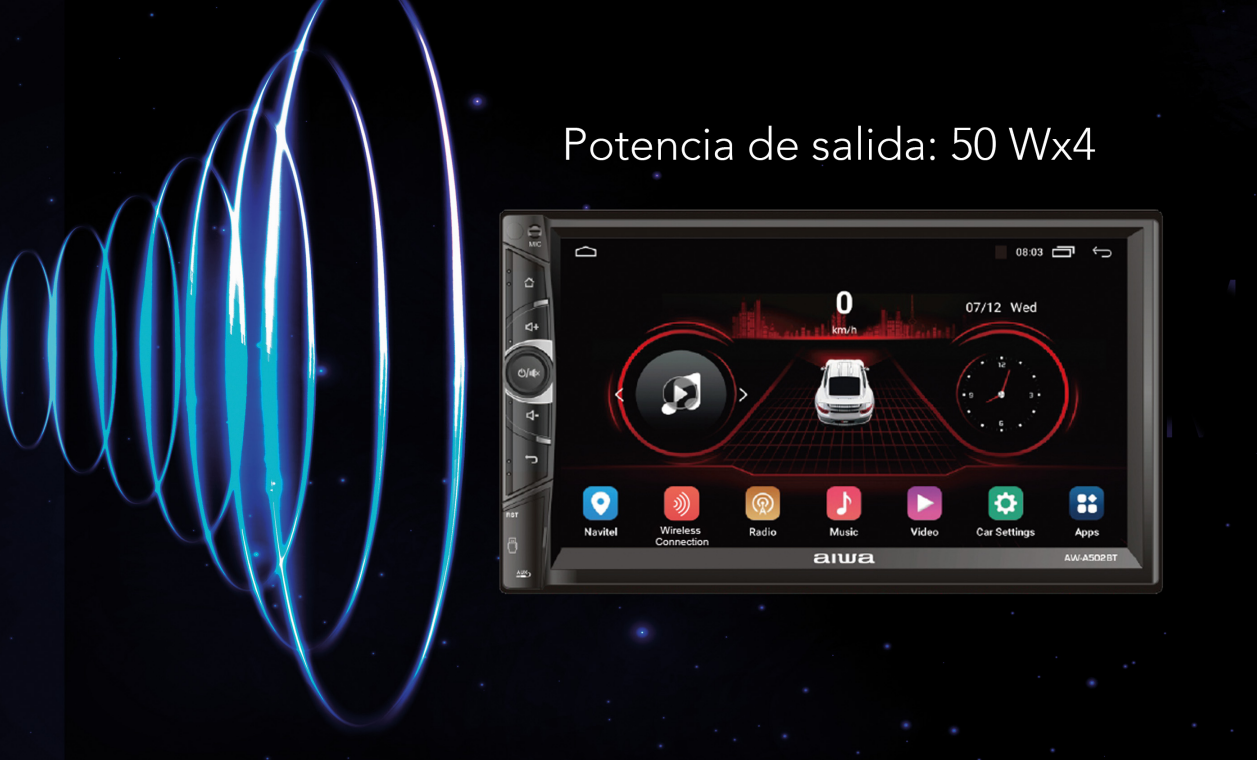 Autoestereo De Pantalla 7 Pulgadas Aiwa Aw-a502bt Bluetooth