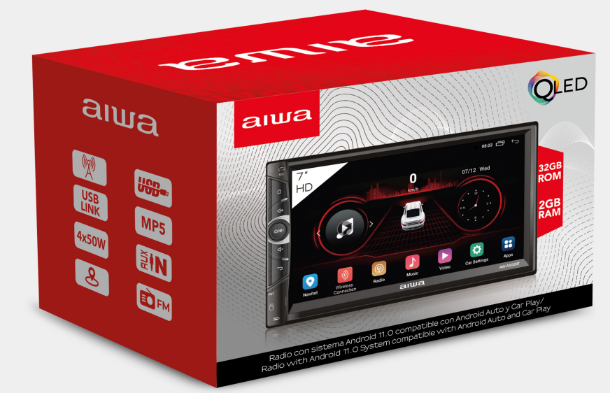 Autoestereo De Pantalla 7 Pulgadas Aiwa Aw-a502bt Bluetooth