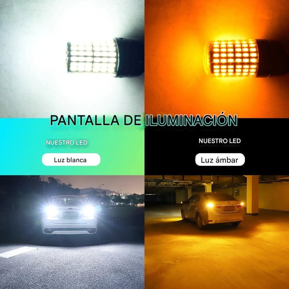 2 luces direccio Amarillo foco señal 1156 BAU15S PY21W bombillas LED luz coche moto trailer