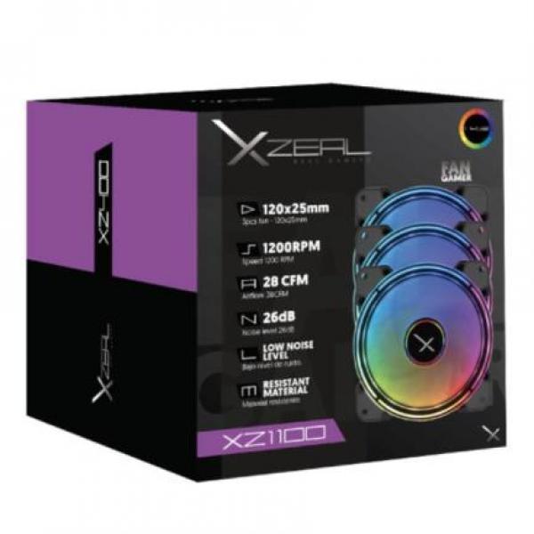 Ventilador Xzeal Xz1100 Rgb Led, 120mm, 1200rpm, Negro