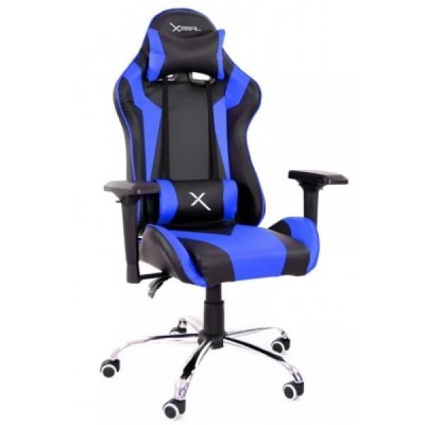 SILLA GAMER XZEAL NEGAZUL ACERO, PVC ALTO DESEMPEÑO
