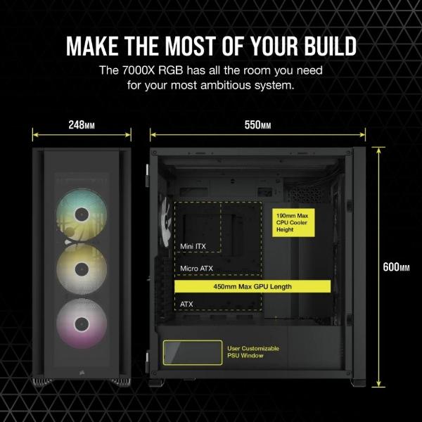 Gabinete Corsair ICUE 7000X RGB CC-9011226-WW Full Tower Sin Fuente