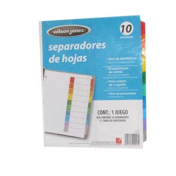 Acco SEPARADOR ACCO TAB 10 DIV CEJA COLOR SIN NUMERACION