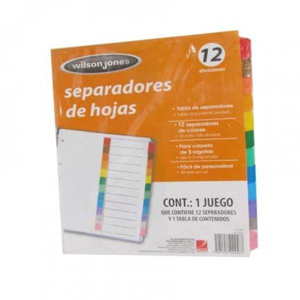 Acco SEPARADOR ACCO TAB 12 DIV CEJA COLOR SIN NUMERACION