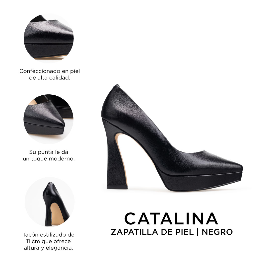 Zapatillas De Tacón Davenia De Piel Para Mujer Mod. Catalina