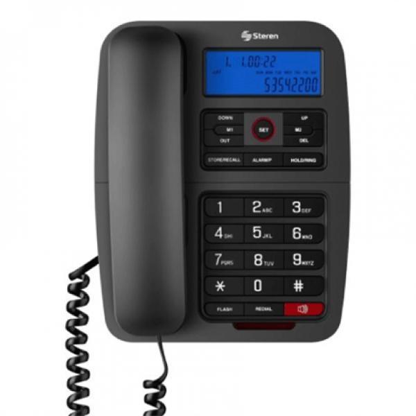 Steren Teléfono Alámbrico Steren Teclado Grande/Pantalla Luz LED Color Negro