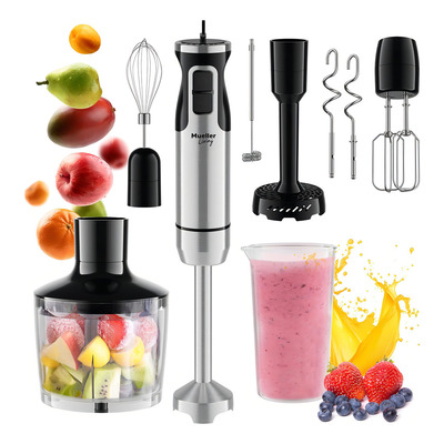 SET DE BATIDORA MASTERCHEF MK-HBS-7 DE INMERSION CON ACCESORIOS REMOVIBLES NEGROS