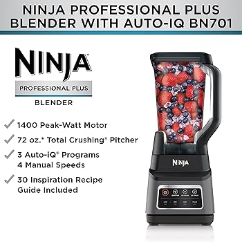 LICUADORA NINJA BN701 3 VEL VASO DE PLASTICO 2 LT NEGRO