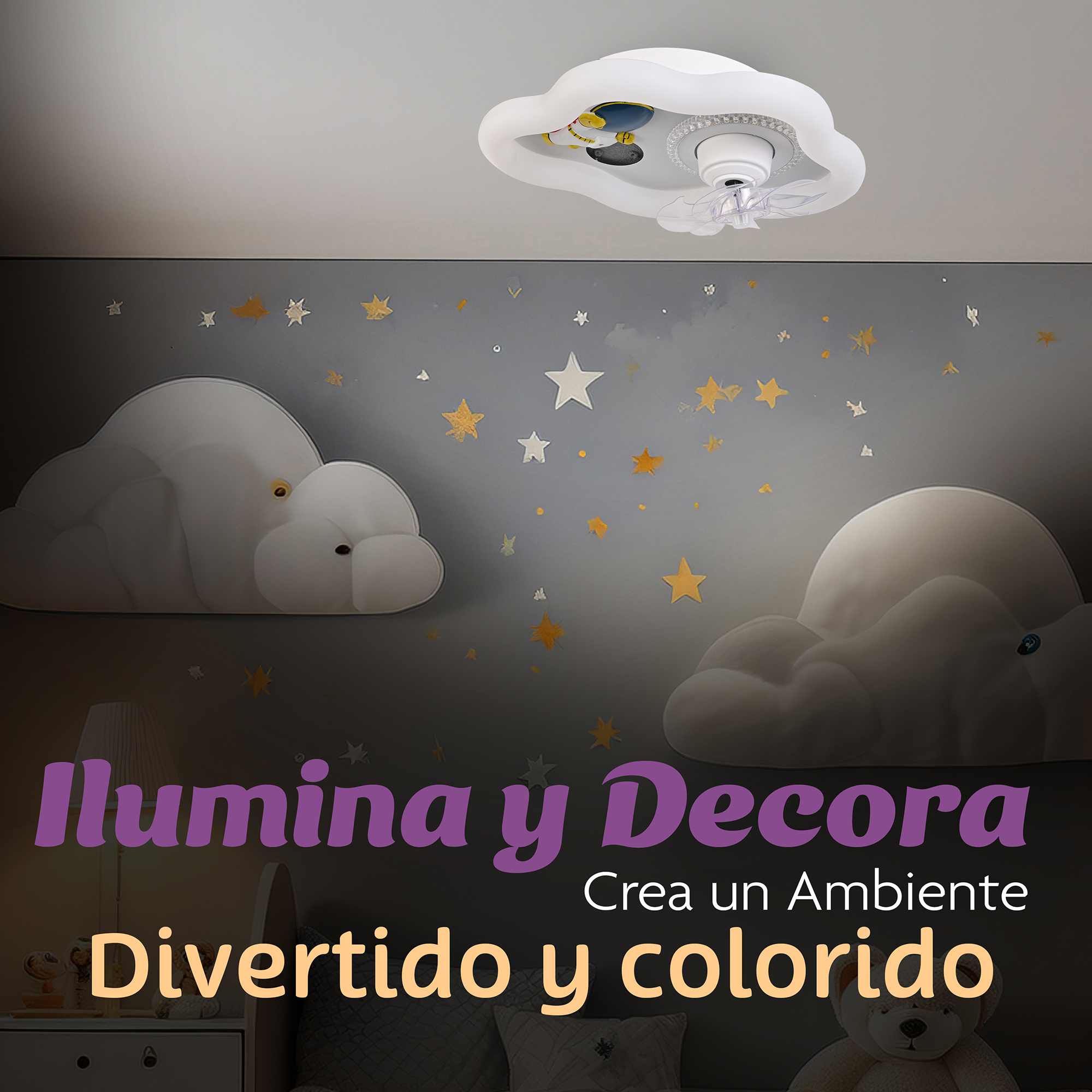 Lampara De Techo Infantil Nube